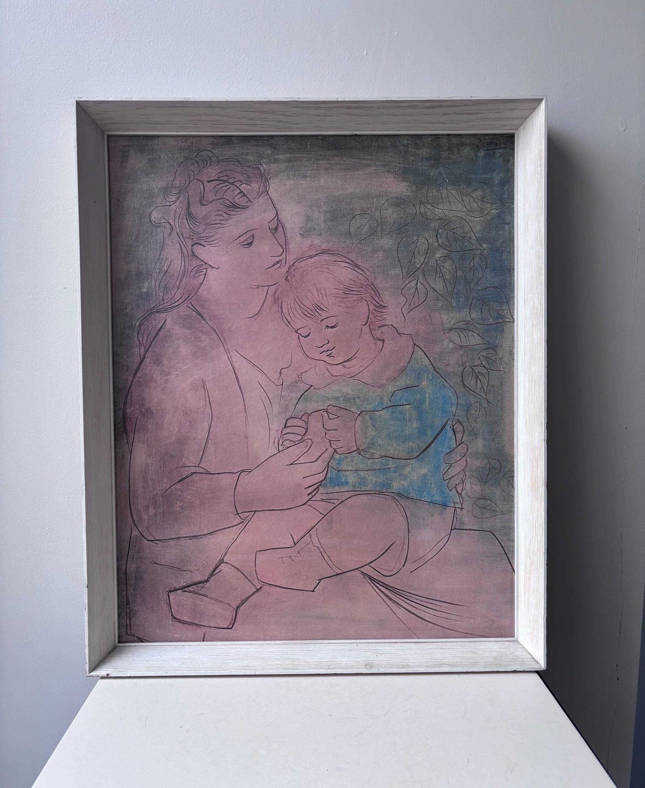 1950s–60s Framed Picasso Mother And Child Print, Mid Century Modern Wall Art, After Picasso photo for sale