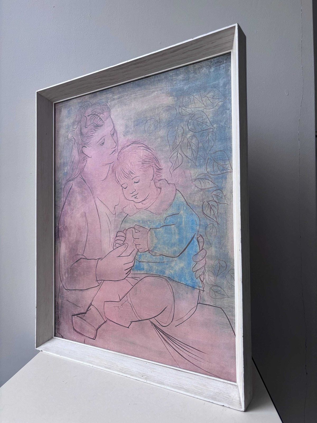photo vinterior 1950s–60s Framed Picasso Mother And Child Print, Mid Century Modern Wall Art, After Picasso