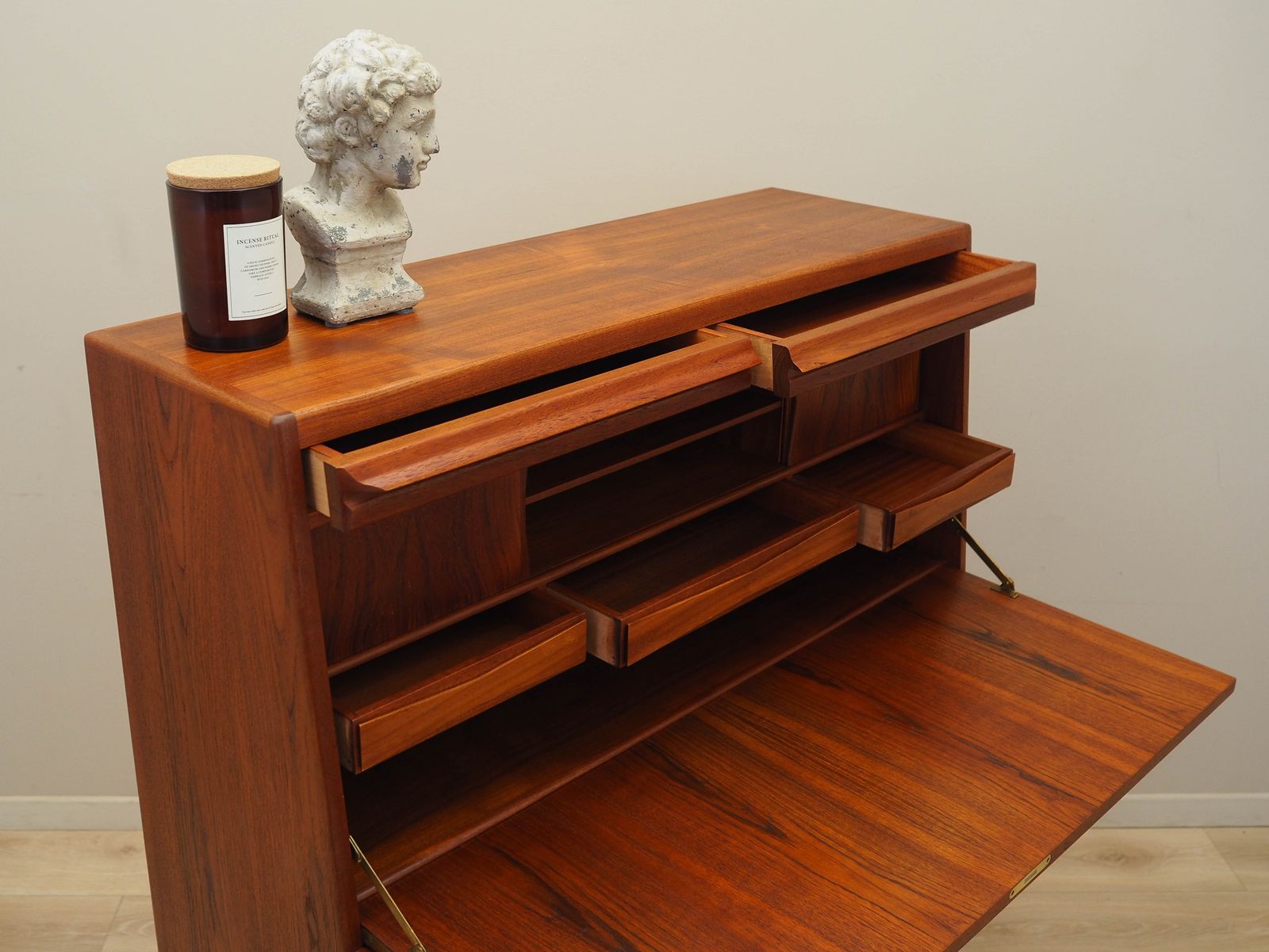 Teakhouten Secretaire, Deens Design, Jaren 1960, Ontwerper: Erling Torvits, Fabrikant: Klim Møbelfabrik photo vintage