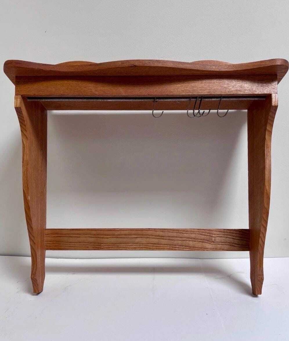 photo buy Vintage French Wall Shelf With Hooks | Rustic Wooden Shelf | Country Kitchen