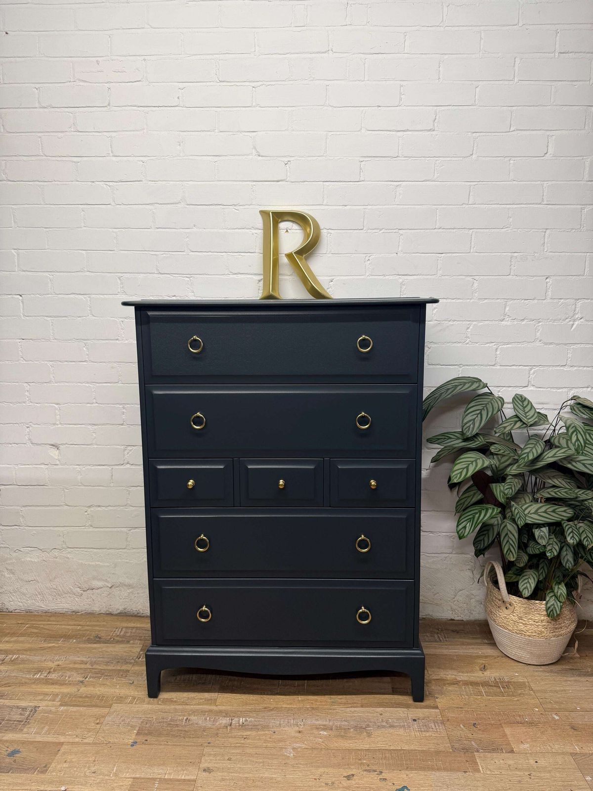 Stag Minstrel 7 Drawer Tallboy In Farrow & Ball Railings