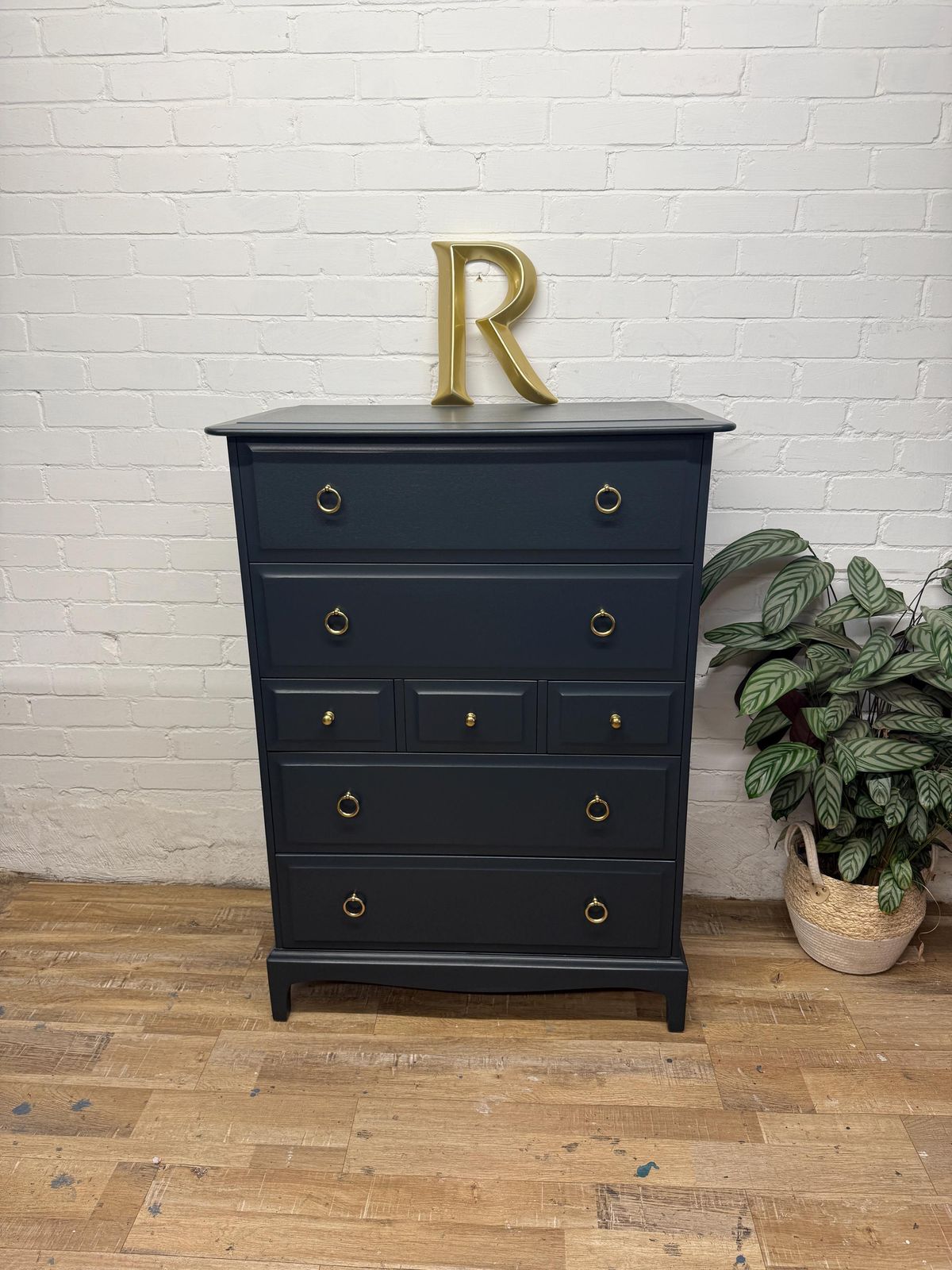 Stag Minstrel 7 Drawer Tallboy In Farrow & Ball Railings photo furniture