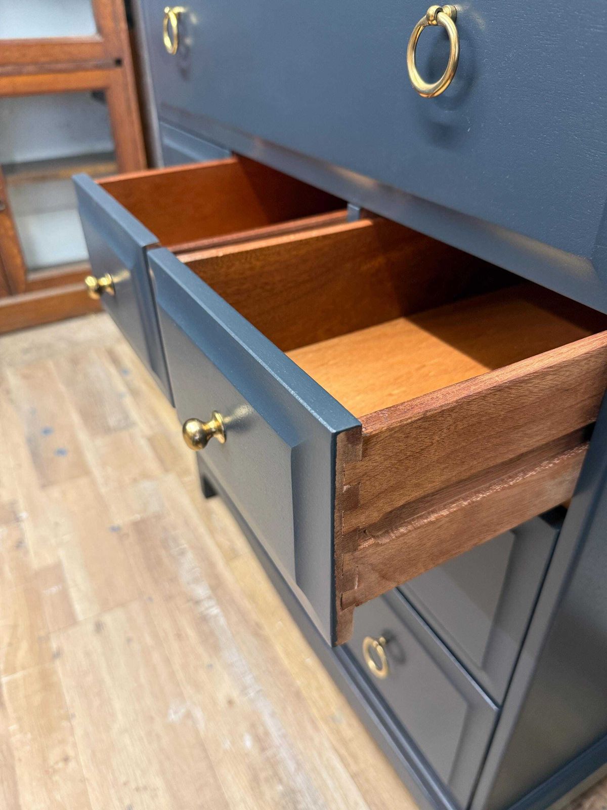 photo furniture Stag Minstrel 7 Drawer Tallboy In Farrow & Ball Railings