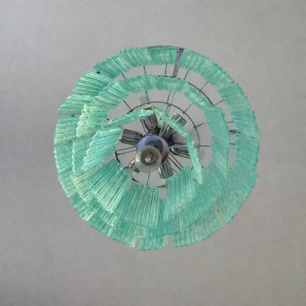 Italian Murano Glass Sputnik Chandelier – Mazzega Inspired, Contemporary Sea Green photo vintage