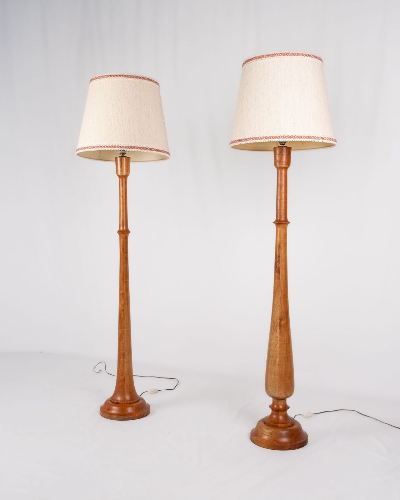 Pair Of Turned Wood Floor Lamps, France, Mid 20th Century photo furniture