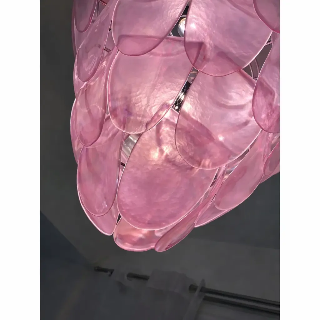 Pink “Petals” Murano Glass Chandelier – Contemporary Italian photo Lighting