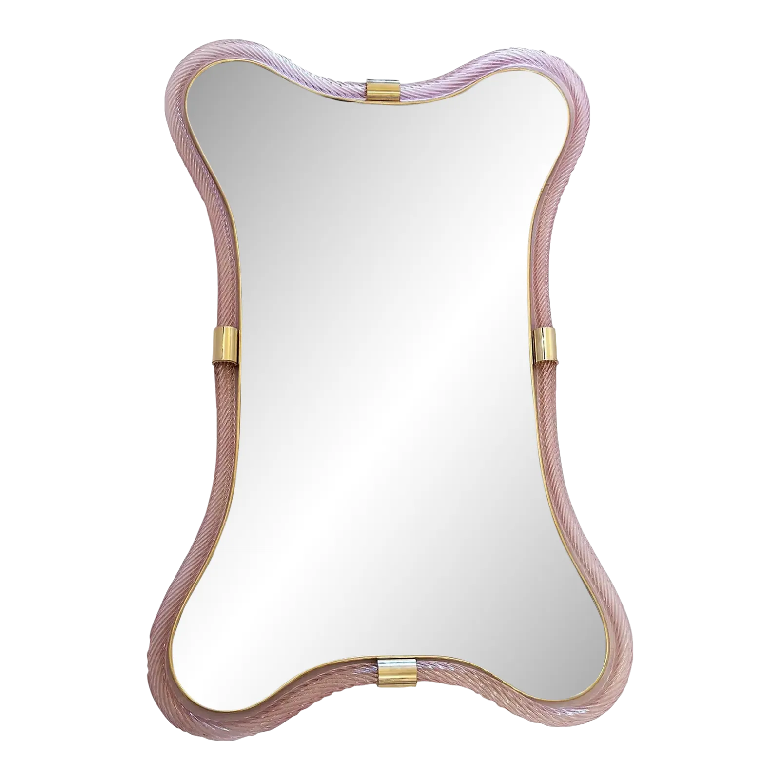 Murano Style Scenographic Torchon Glass Designer Mirror – Simoeng, Pink And Gold