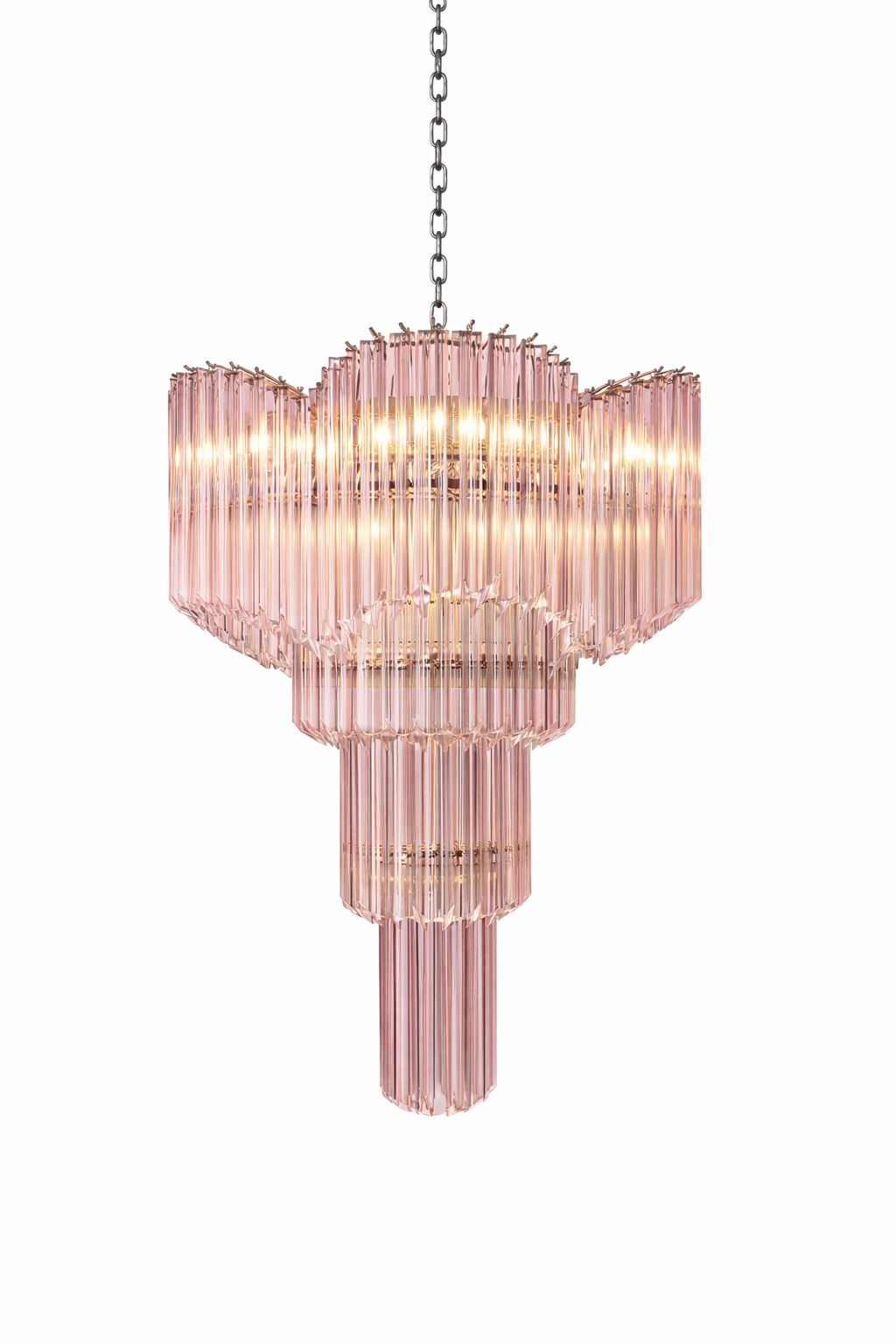 Murano Glass Sputnik Pink Quadriedro Spyral Italian Chandelier In Decò Style photo 12510.0