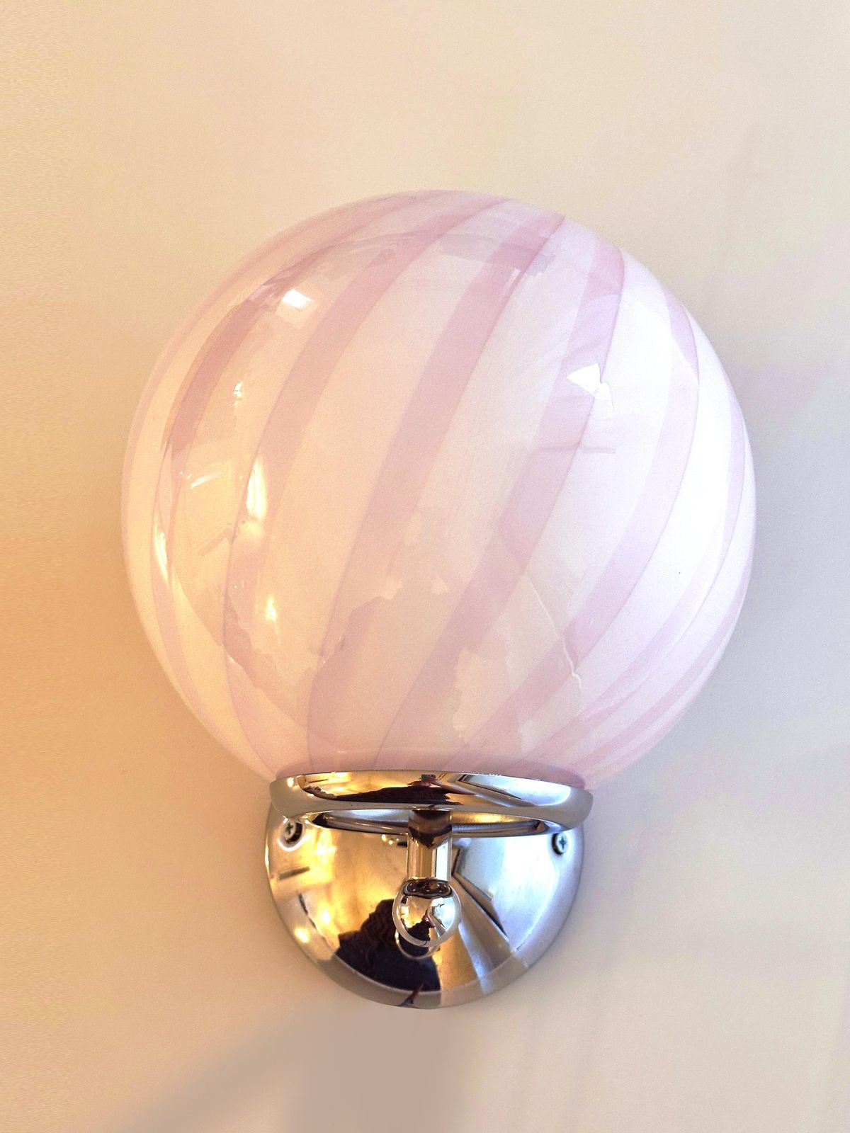 Contemporary Pink Swirl “Rods” Murano Glass Wall Sconce Set Of Two photo for sale