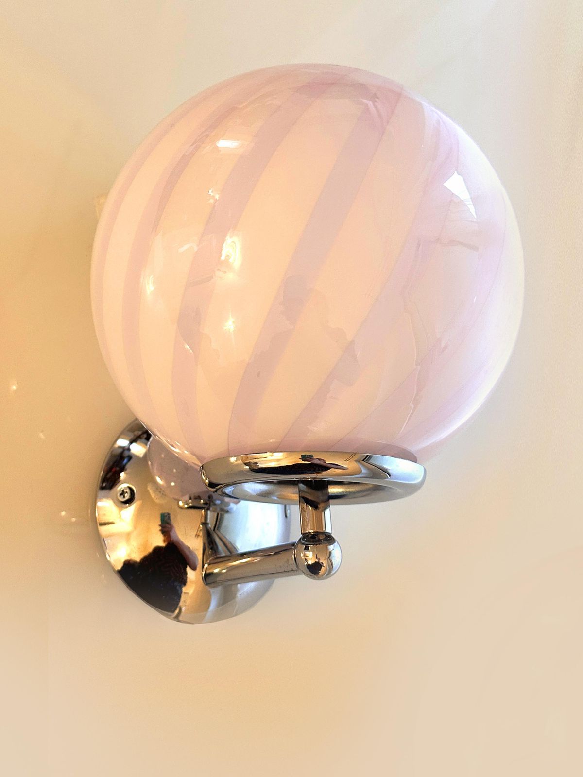 Contemporary Pink Swirl “Rods” Murano Glass Wall Sconce Set Of Two photo 2175.0