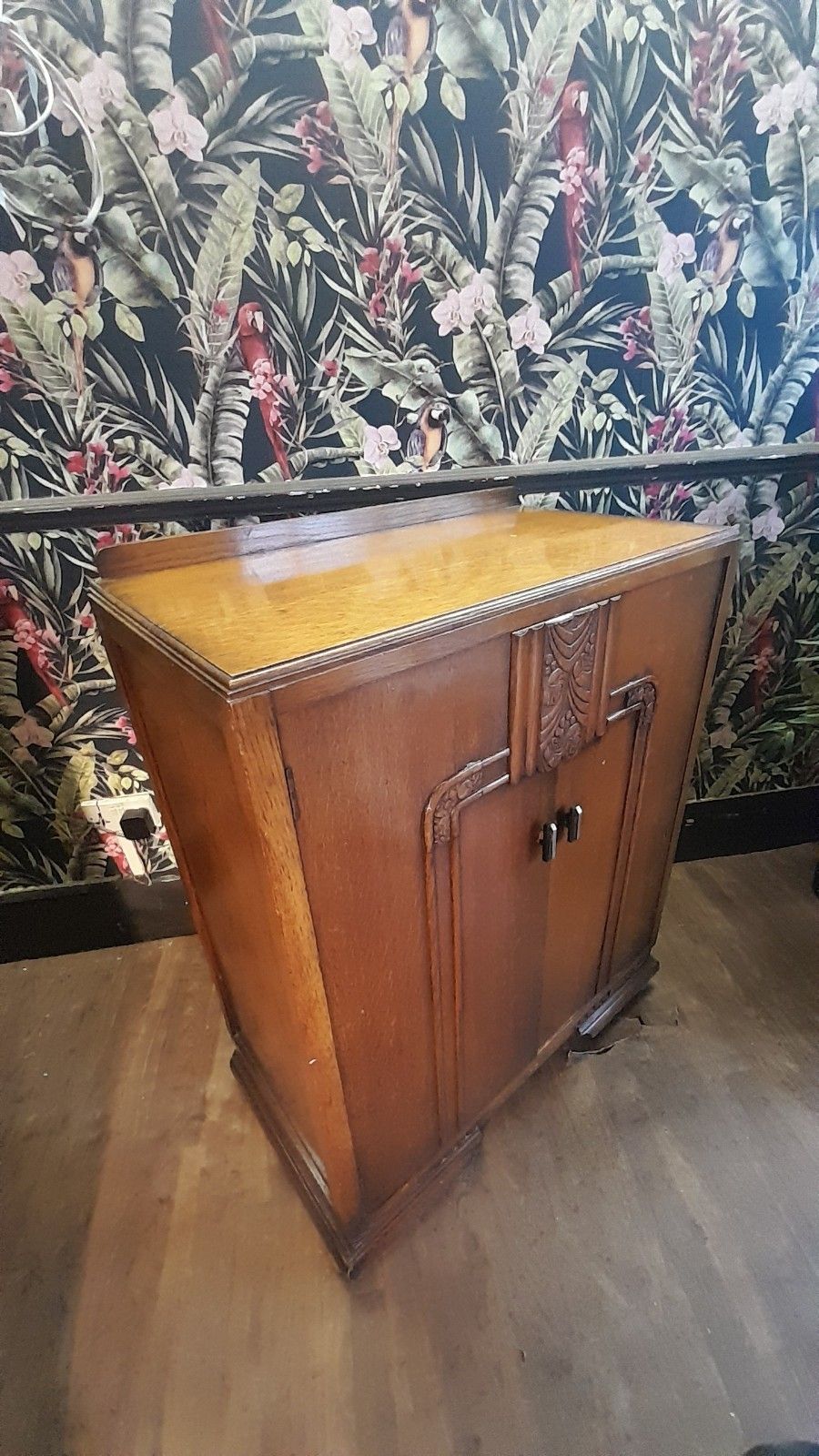 1930s Art Deco Medium Oak Tallboy/Linenpress With Doors And 2 Shelves photo Furniture
