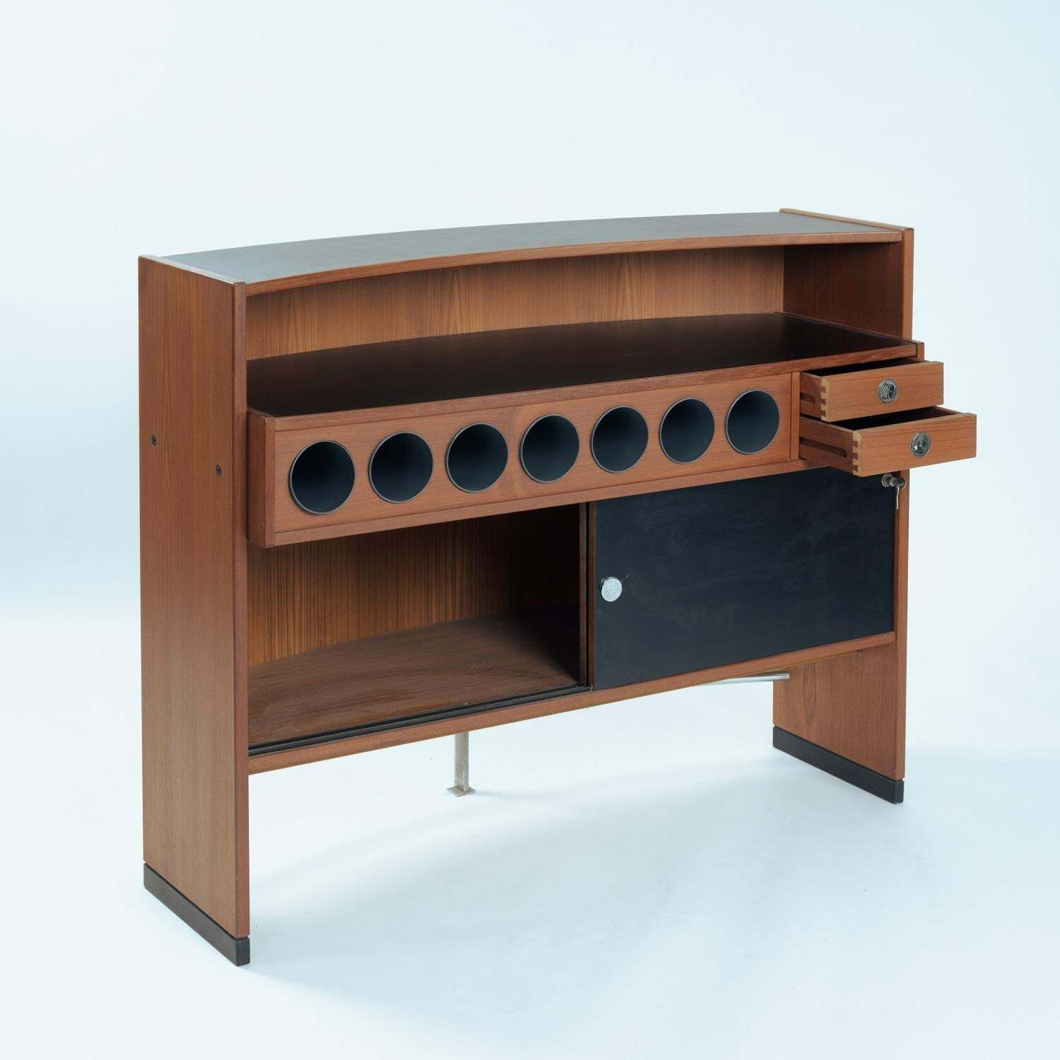 photo for sale Erik Buch Boomerang Dry Bar Cabinet In Teak For Dyrlund, 1960s