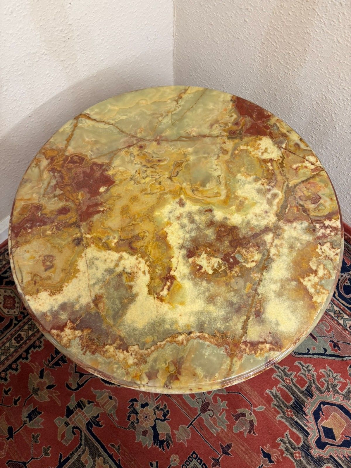 French Round Brass And Onyx Coffee Table/Accent Table photo buy