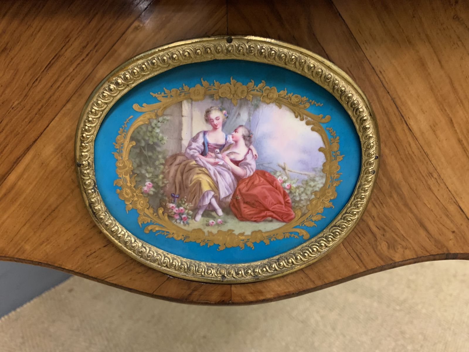 14950.0 French Tulip Wood Bureau Plat, 1800s photo