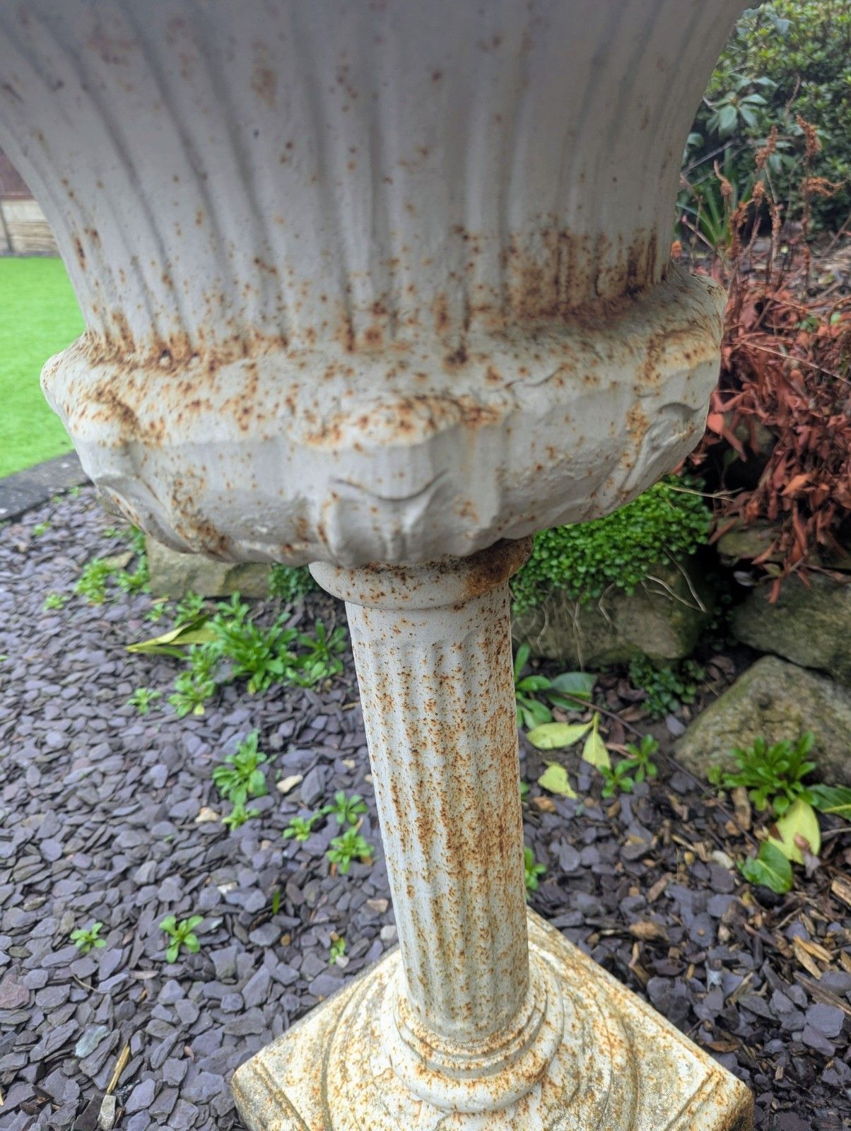 Mid Century Unusual Cast Iron Campana Urn Jardiniere Delivery  Available 0266. photo furniture
