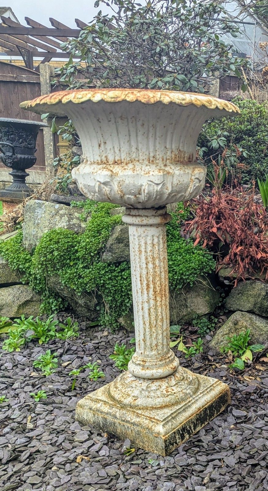 Mid Century Unusual Cast Iron Campana Urn Jardiniere Delivery  Available 0266. photo buy