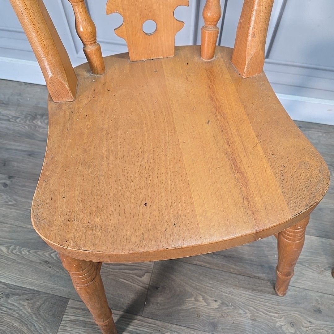 Antique Wooden Farmhouse Chairs Pair 2 Victorian Style Solid Turned Country photo Furniture