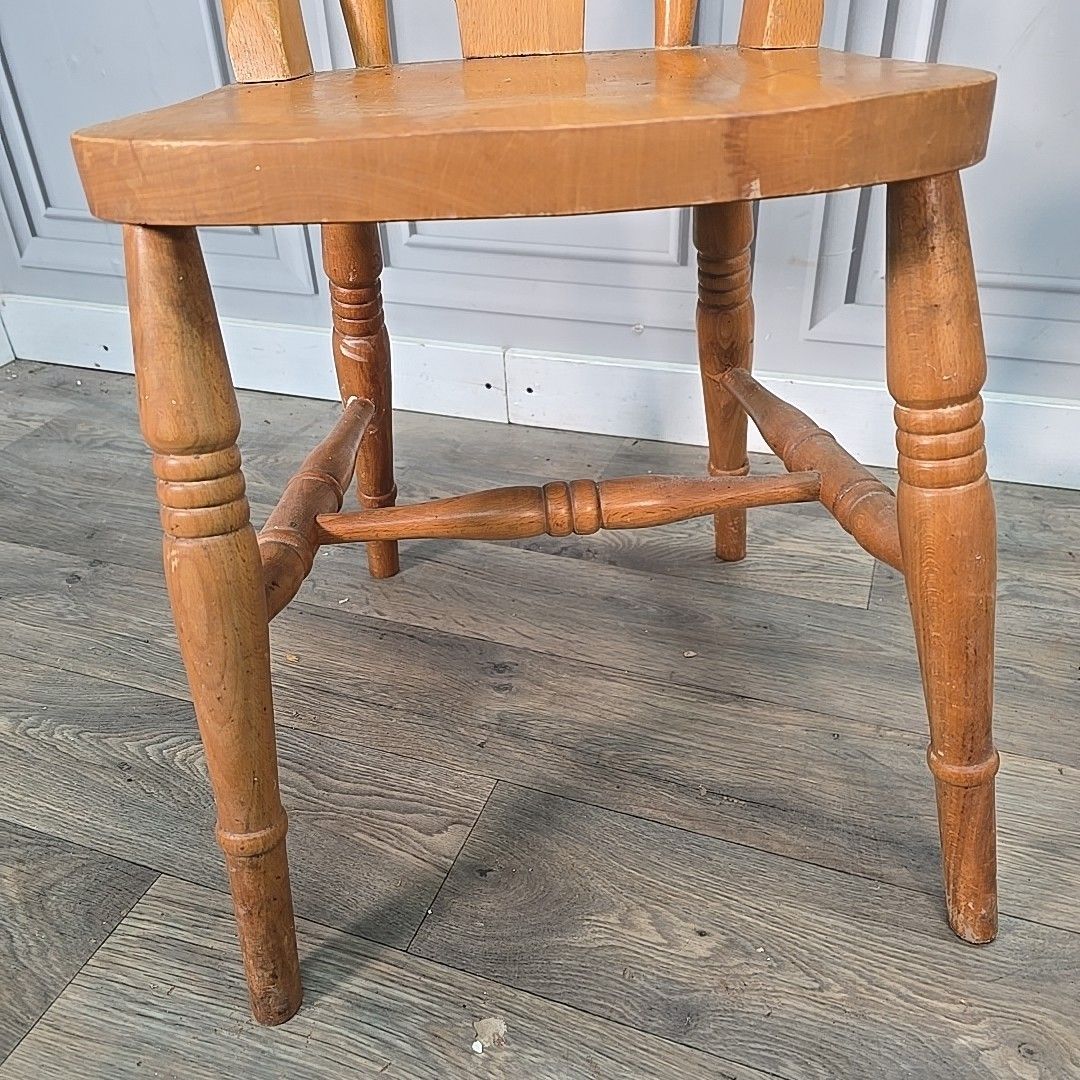 Antique Wooden Farmhouse Chairs Pair 2 Victorian Style Solid Turned Country photo vintage
