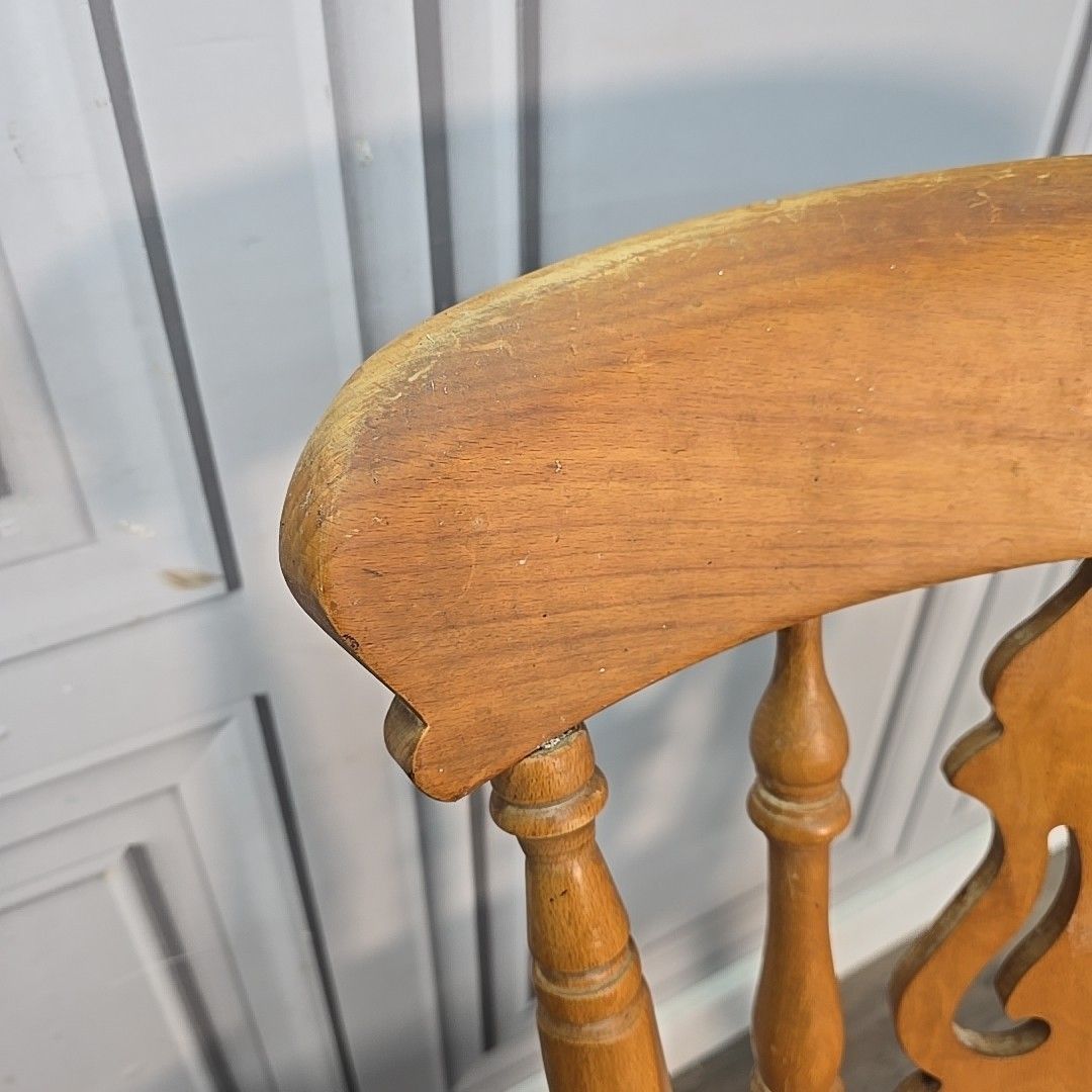 photo for sale Antique Wooden Farmhouse Chairs Pair 2 Victorian Style Solid Turned Country