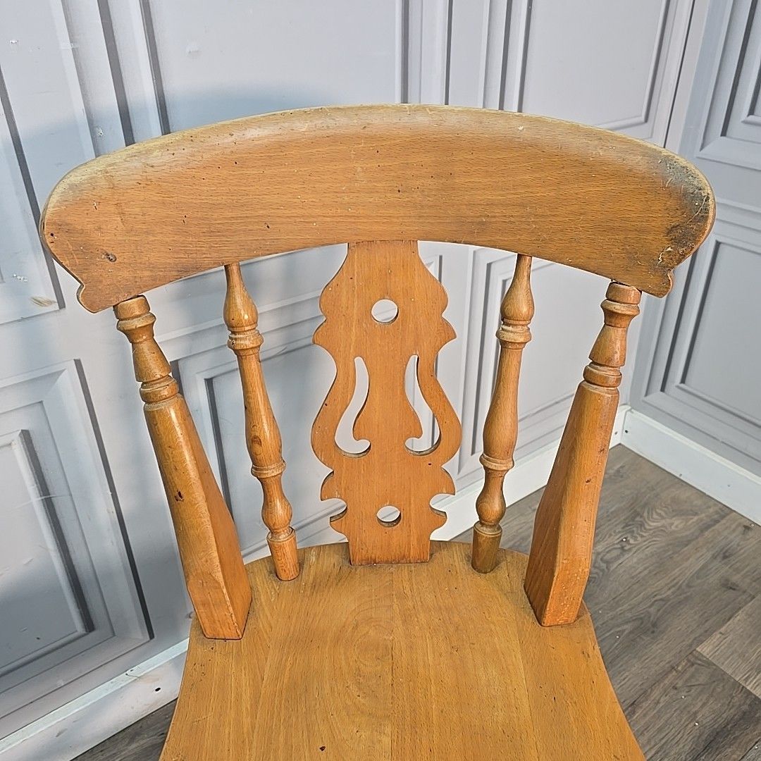 Antique Wooden Farmhouse Chairs Pair 2 Victorian Style Solid Turned Country photo vinterior