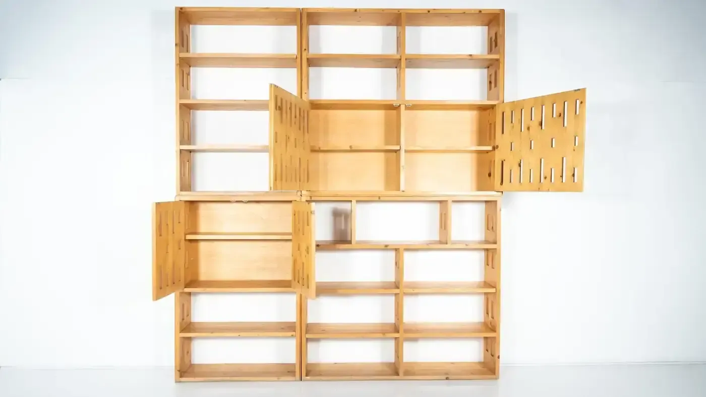 Mid Century Modern Pine Bookcase, Italy, 1970s photo vintage