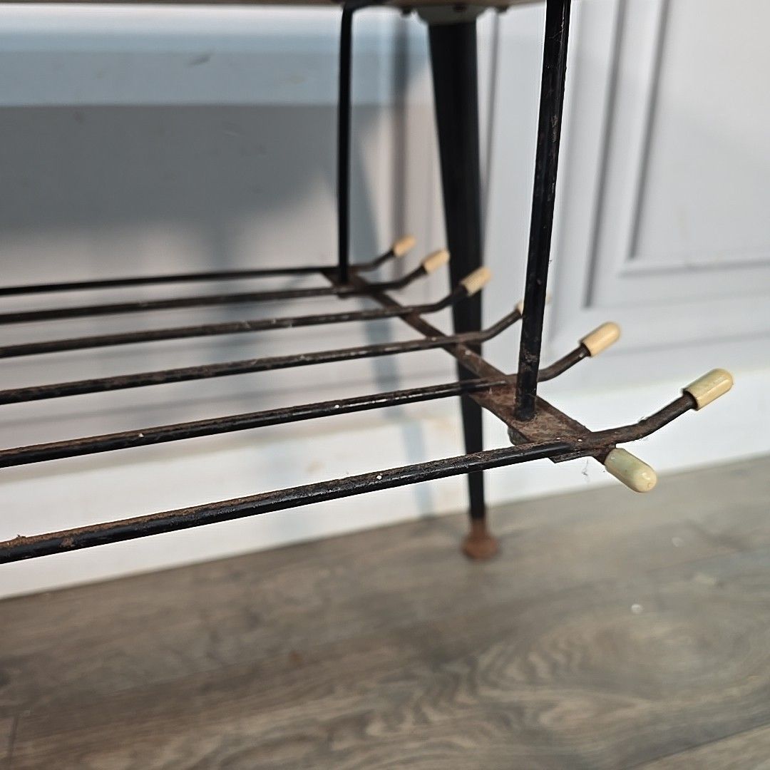 photo furniture Mid Century Coffee Table Melamine Top Dansette Legs Vintage Atomic Style Retro