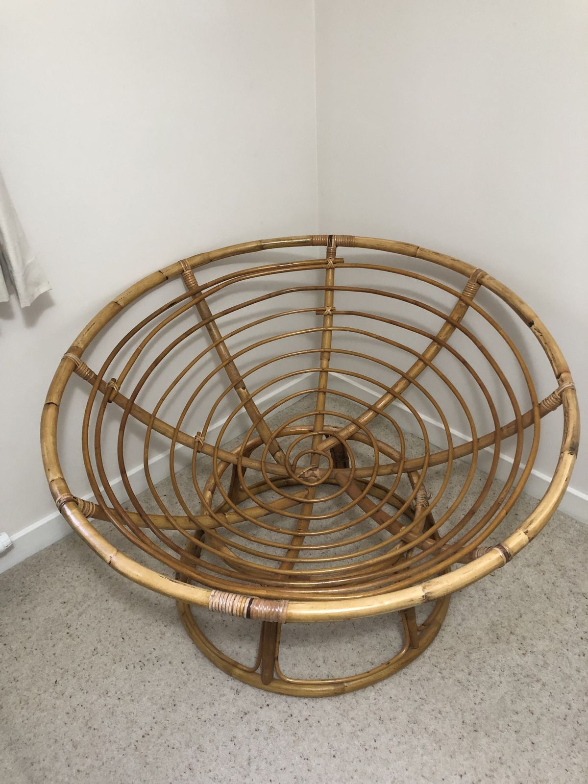 Vintage Cane Papasan Chair With Original Cushion photo Furniture