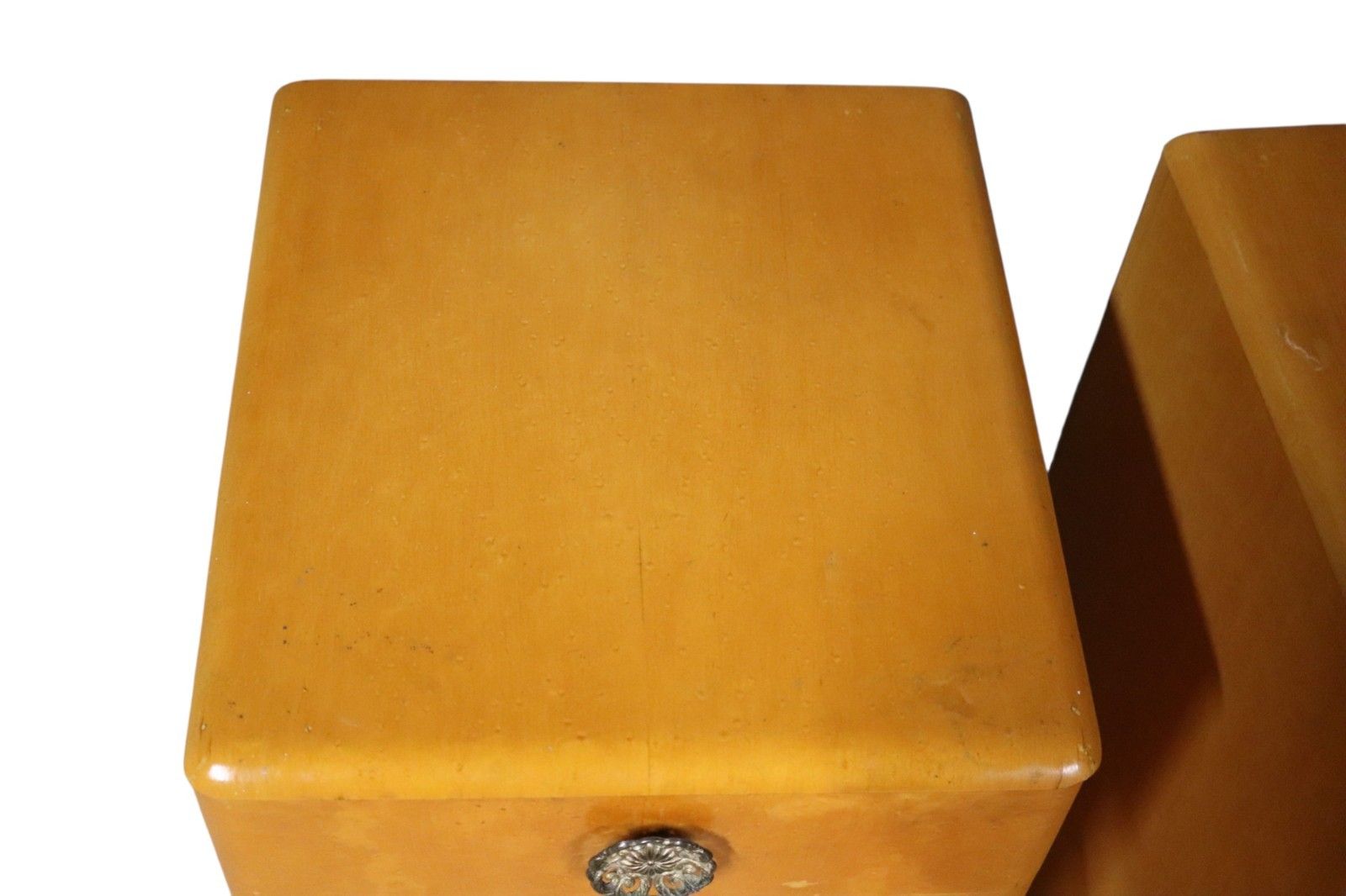 photo for sale Pair Of Art Deco 1930s Birdseye Maple Bedside Cabinets Vintage Nightstands