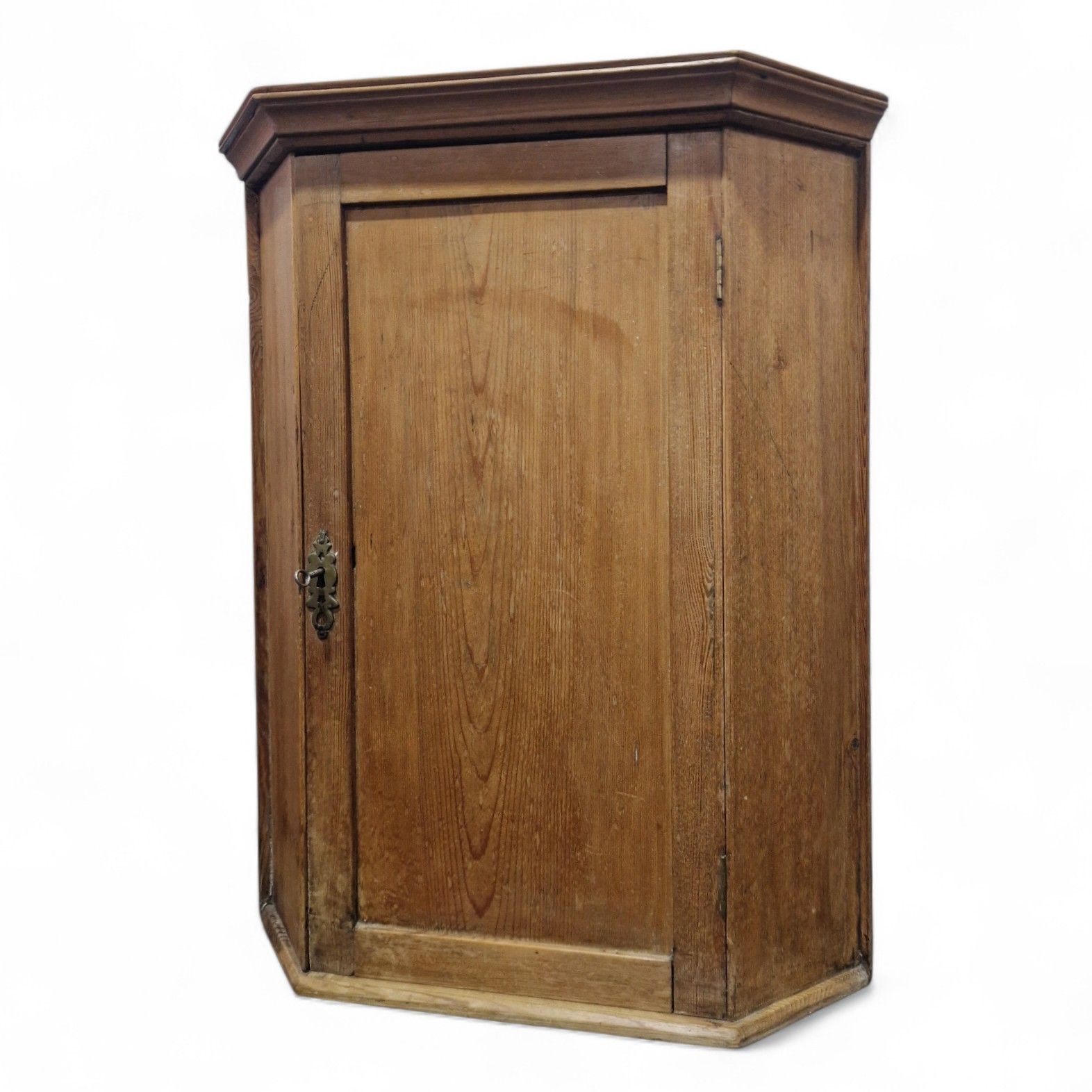 Victorian Oak Wall Mounted Corner Cupboard – Antique Rustic Cabinet With Key
