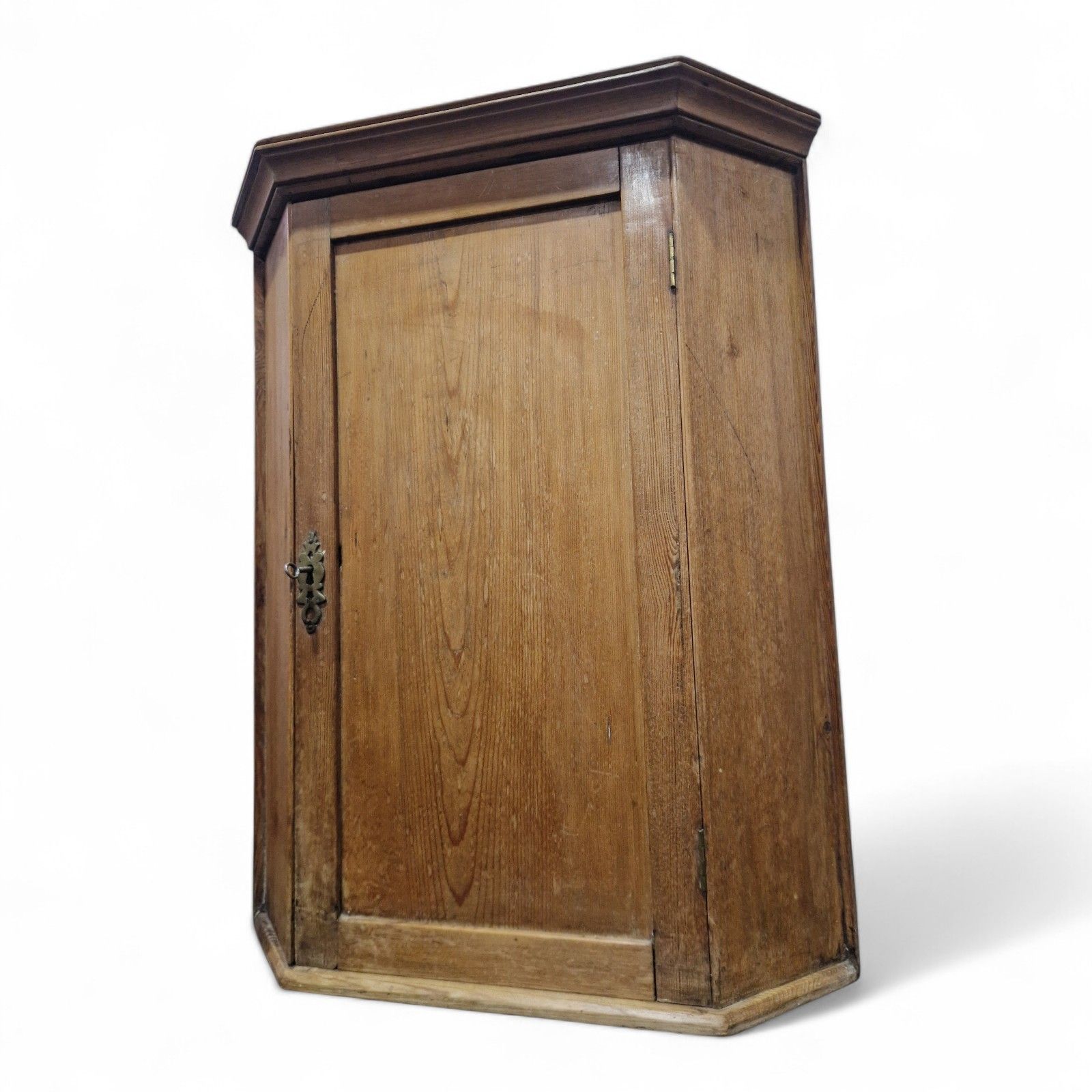 Victorian Oak Wall Mounted Corner Cupboard – Antique Rustic Cabinet With Key photo for sale