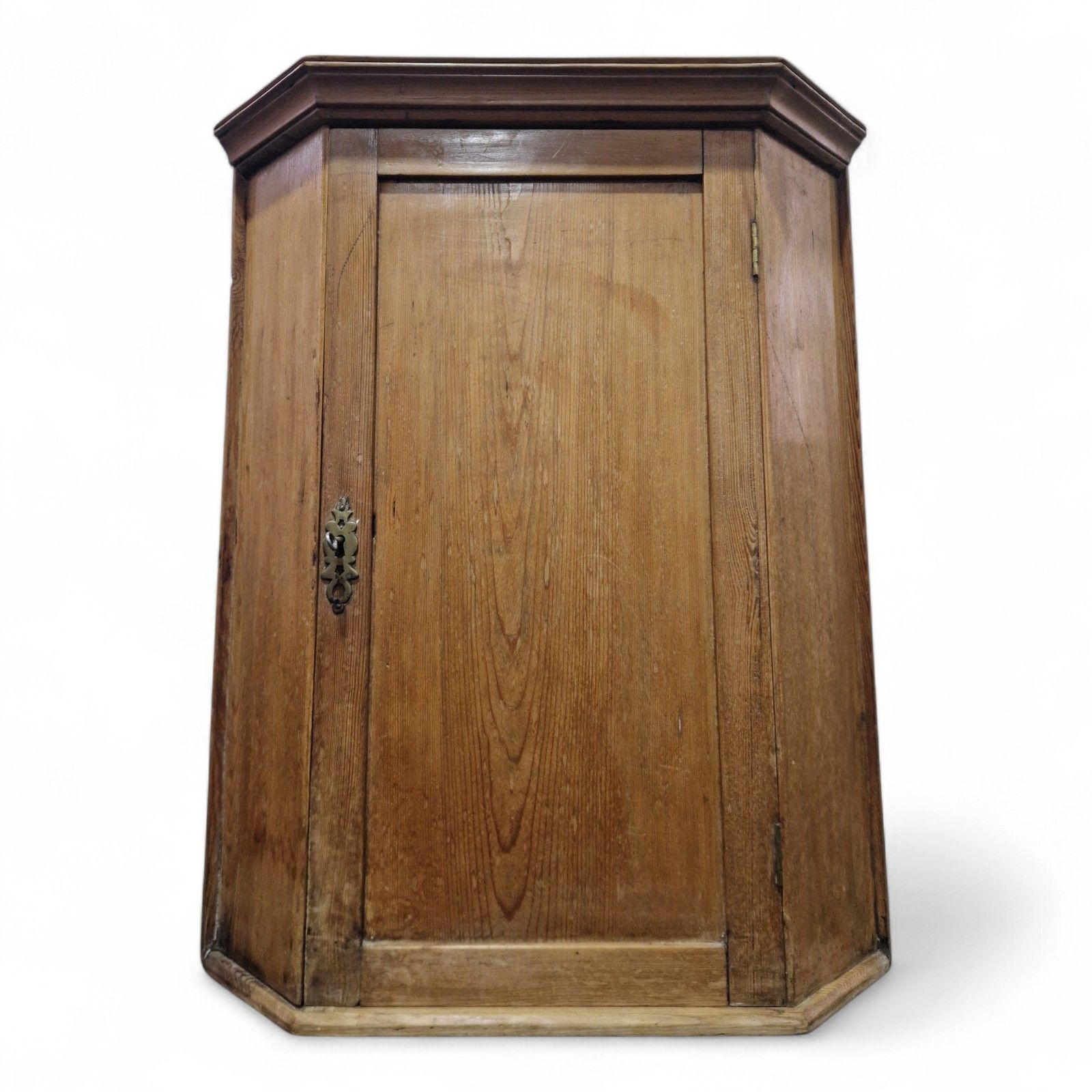 Victorian Oak Wall Mounted Corner Cupboard – Antique Rustic Cabinet With Key photo 125.0