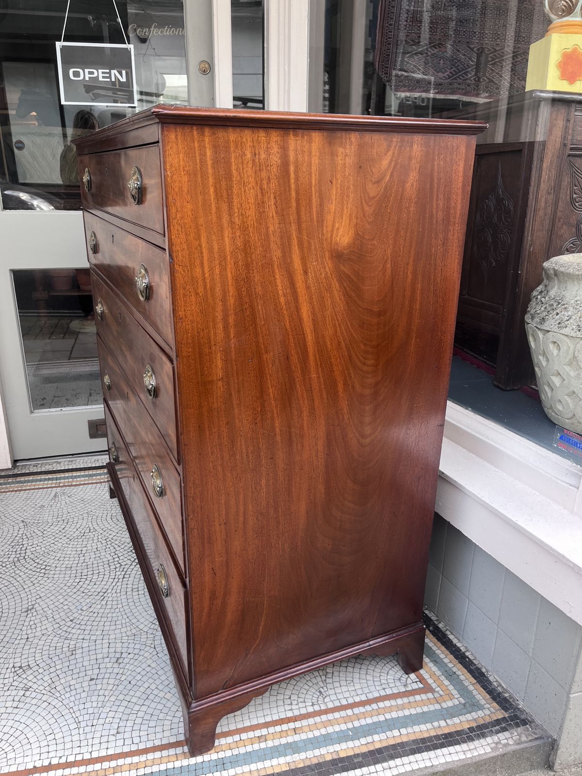 Antique Mahogany Large Chest Of Five Drawers photo for sale