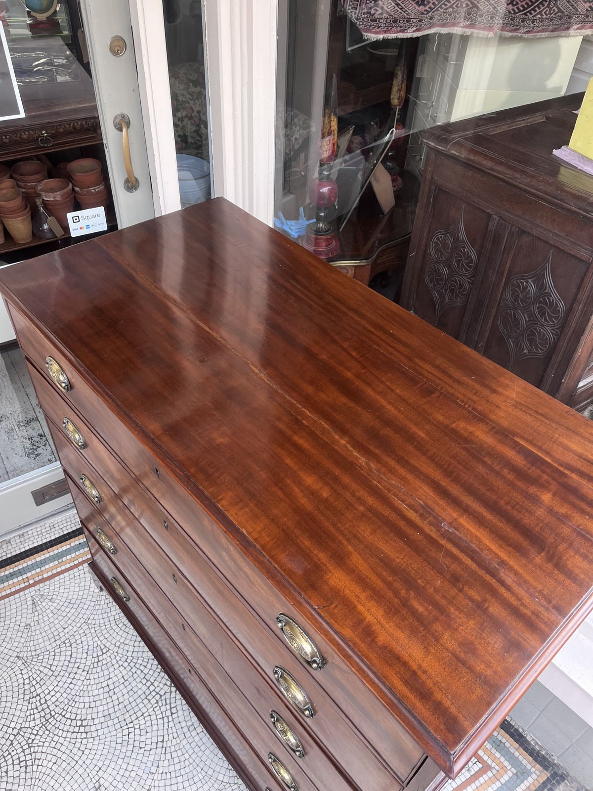 Antique Mahogany Large Chest Of Five Drawers photo Furniture