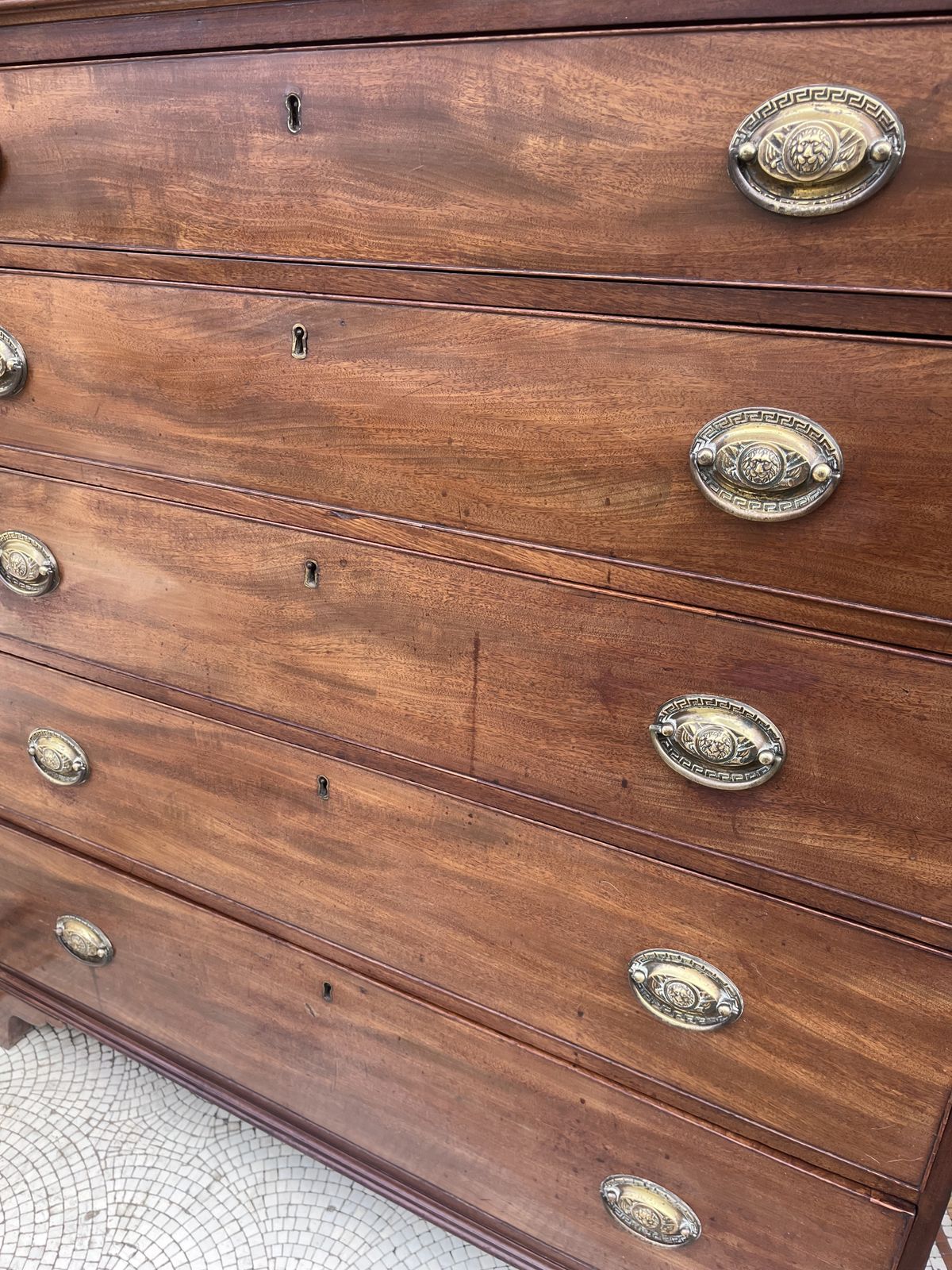Furniture Antique Mahogany Large Chest Of Five Drawers photo