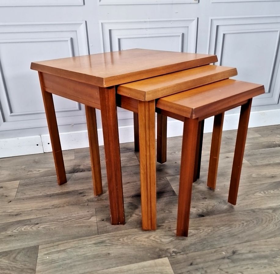 Retro Nest Of Tables Vintage Mid Century Teak Veneer – Danish For Up Cycle