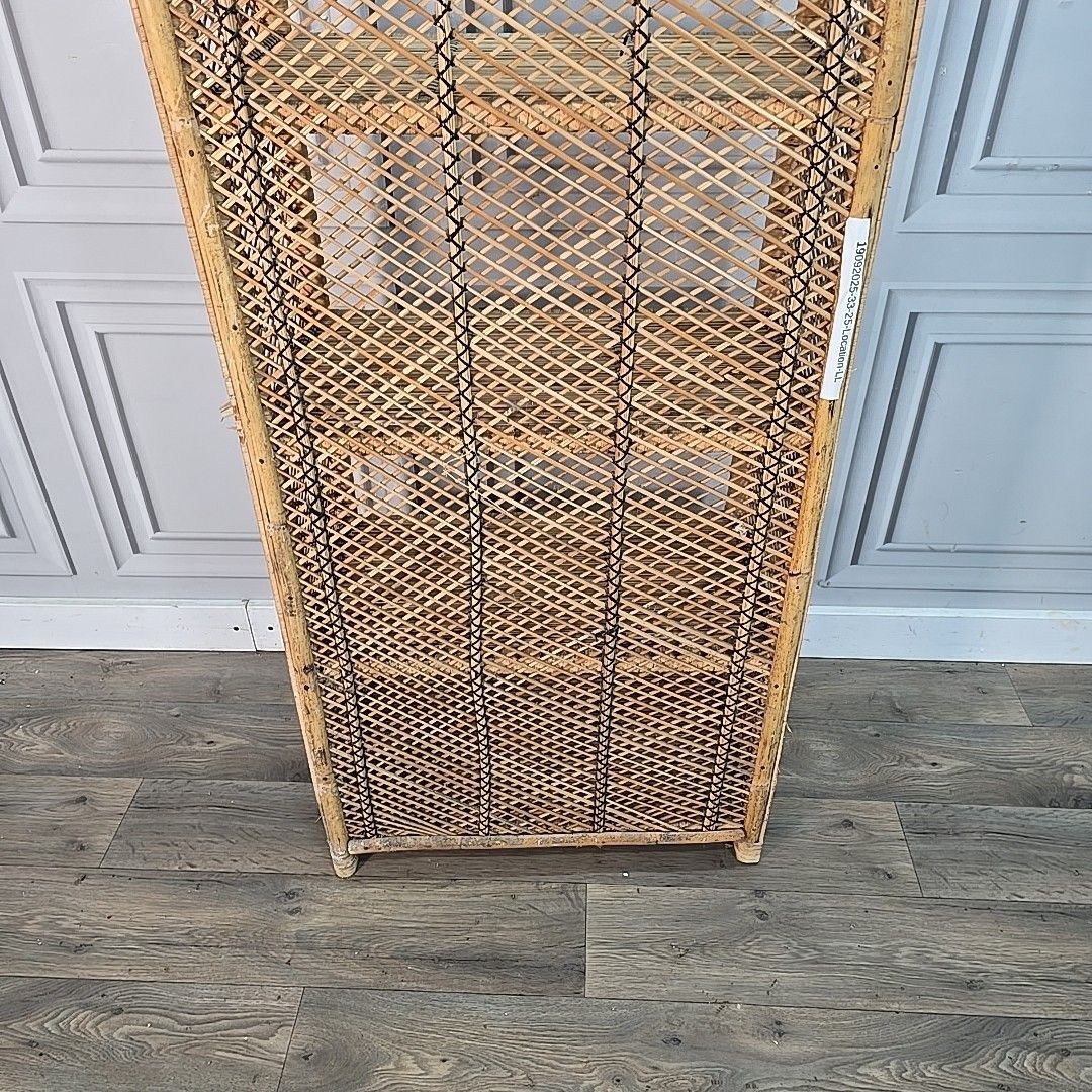 photo buy Vintage Wicker Rattan Bookcase étagère – Arched Top Shelf Unit – Boho Retro Cane