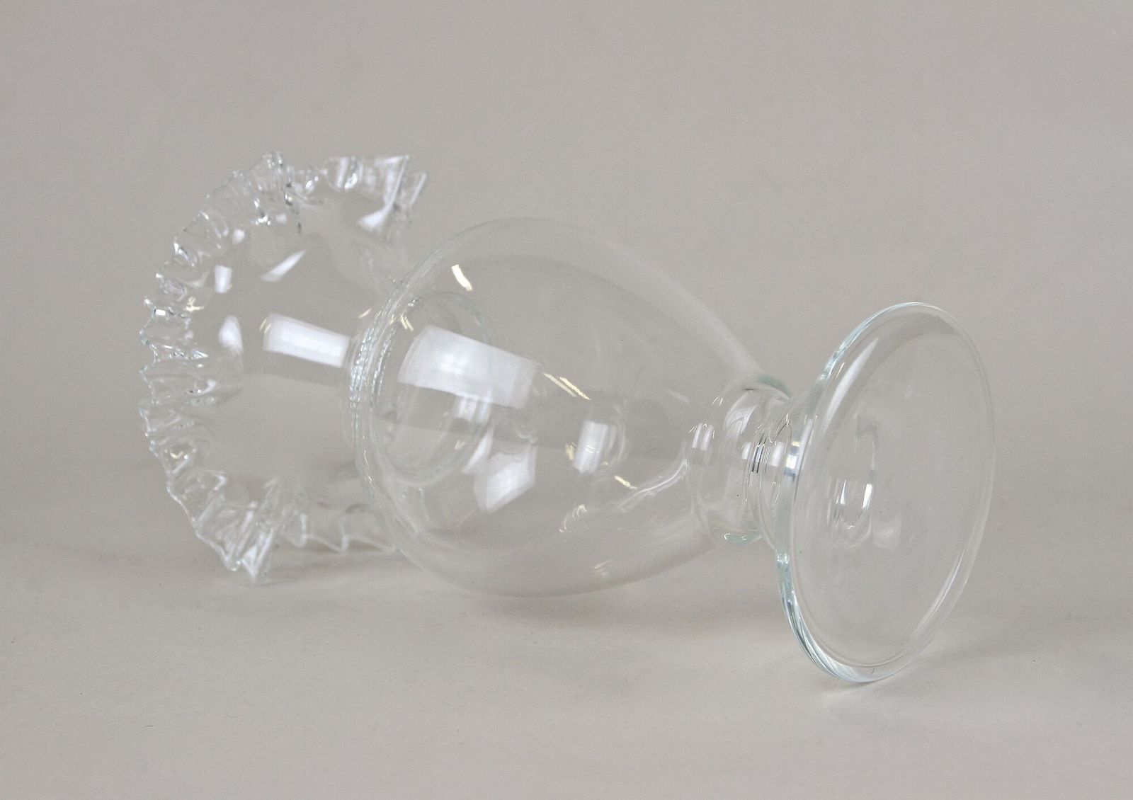 photo for sale 20th Century Art Nouveau Clear Glass Vase, Ruffled Edge, Austria Circa 1910