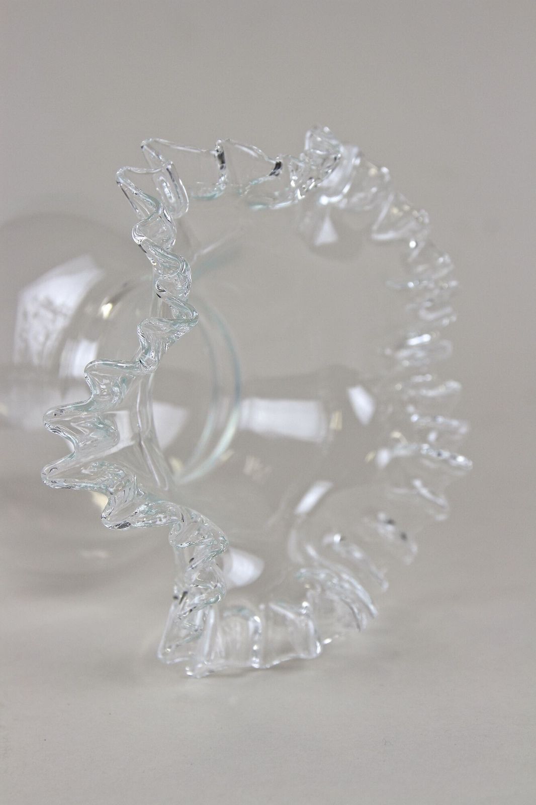 photo buy 20th Century Art Nouveau Clear Glass Vase, Ruffled Edge, Austria Circa 1910