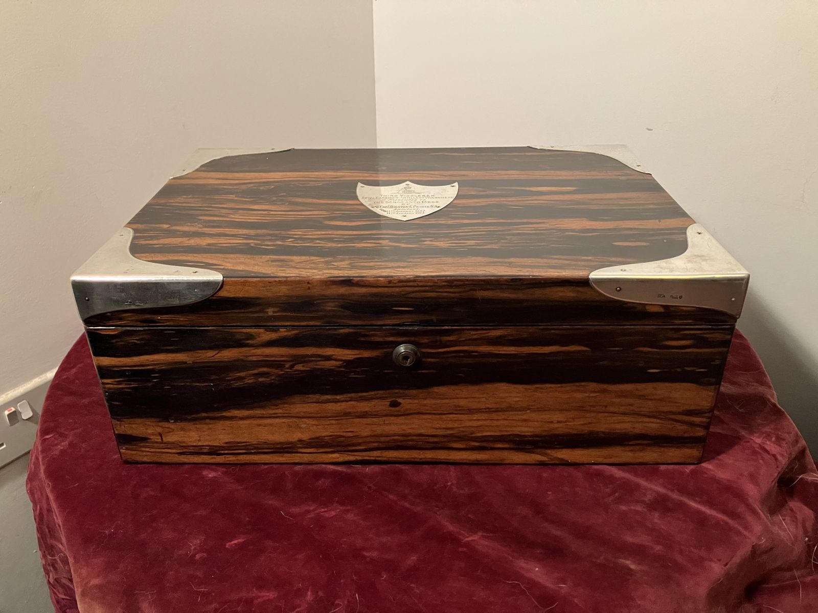photo for sale Antique Humidor In Coromandel Wood With Military Provenance