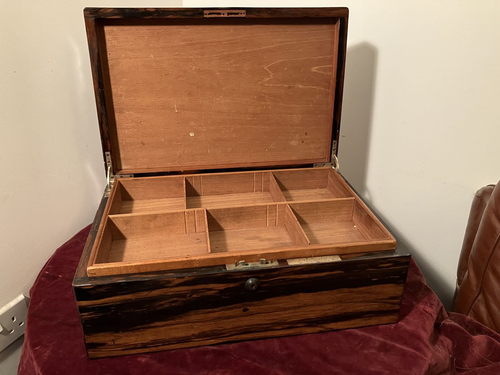 Home Decor Antique Humidor In Coromandel Wood With Military Provenance photo