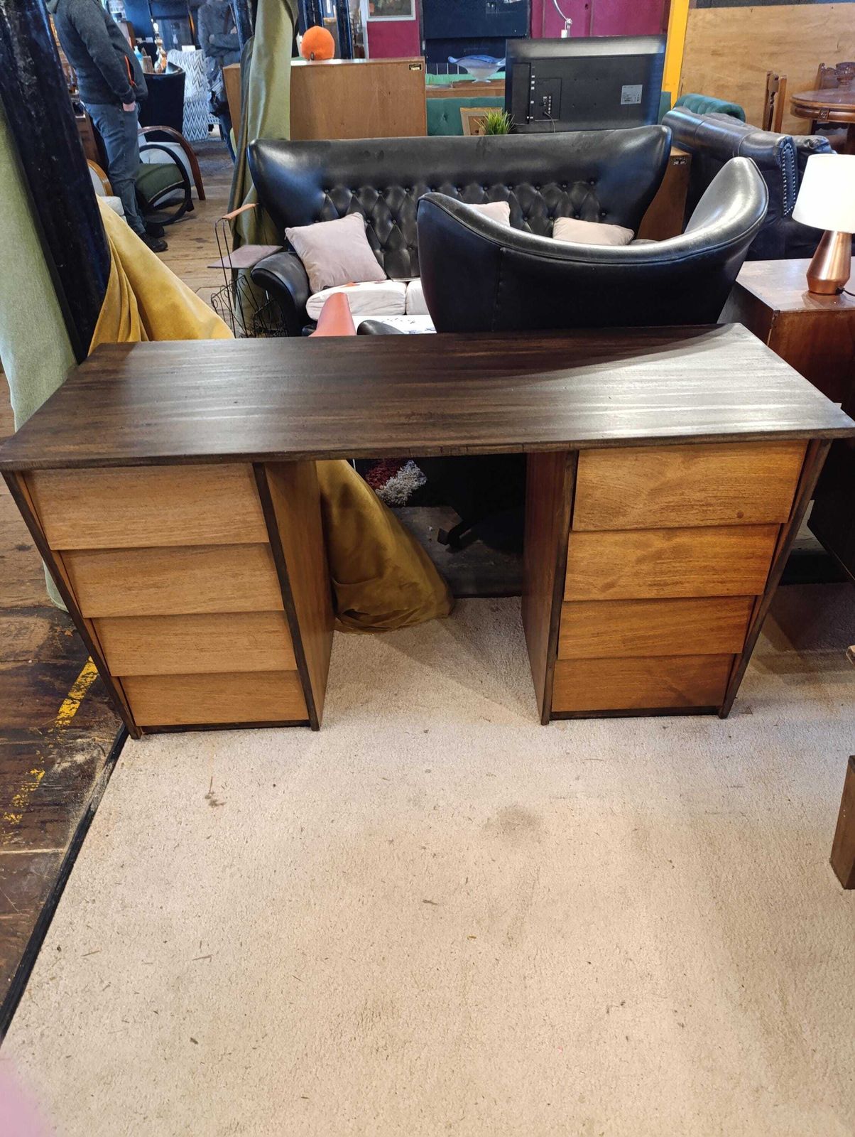 Mid Century One Off Teak Desk, 1980s photo vinterior
