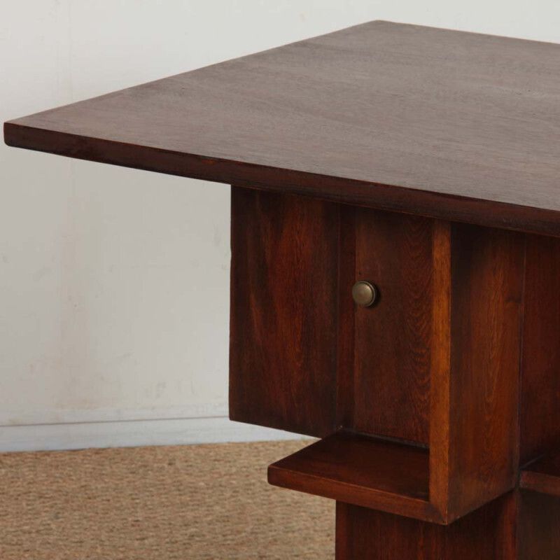 Geometric Wooden Side Table Dating From The 1940s photo for sale