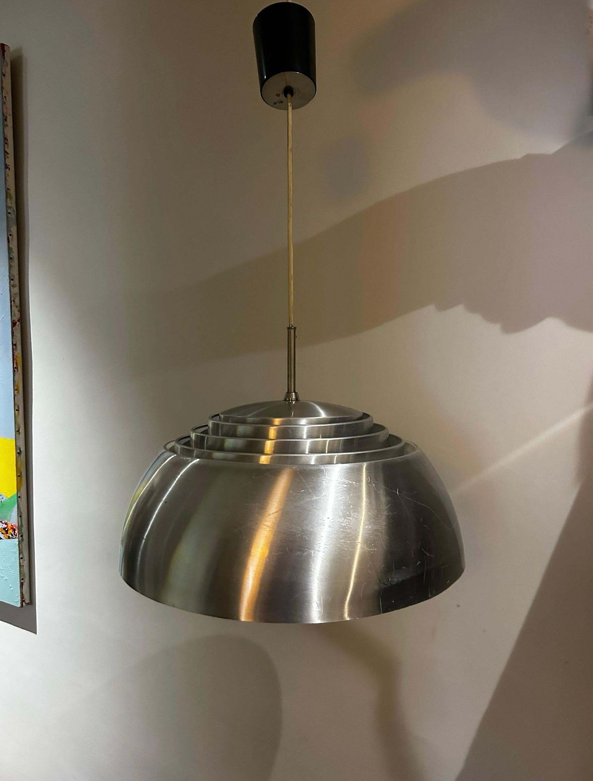 Danish Pendant Light From The 1960s, Polished Aluminum With Opaline Glass Globe photo furniture