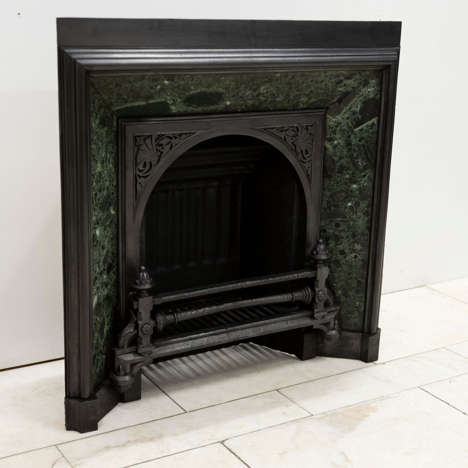 Antique Victorian Cast Iron Insert With Verde Antico Marble photo furniture