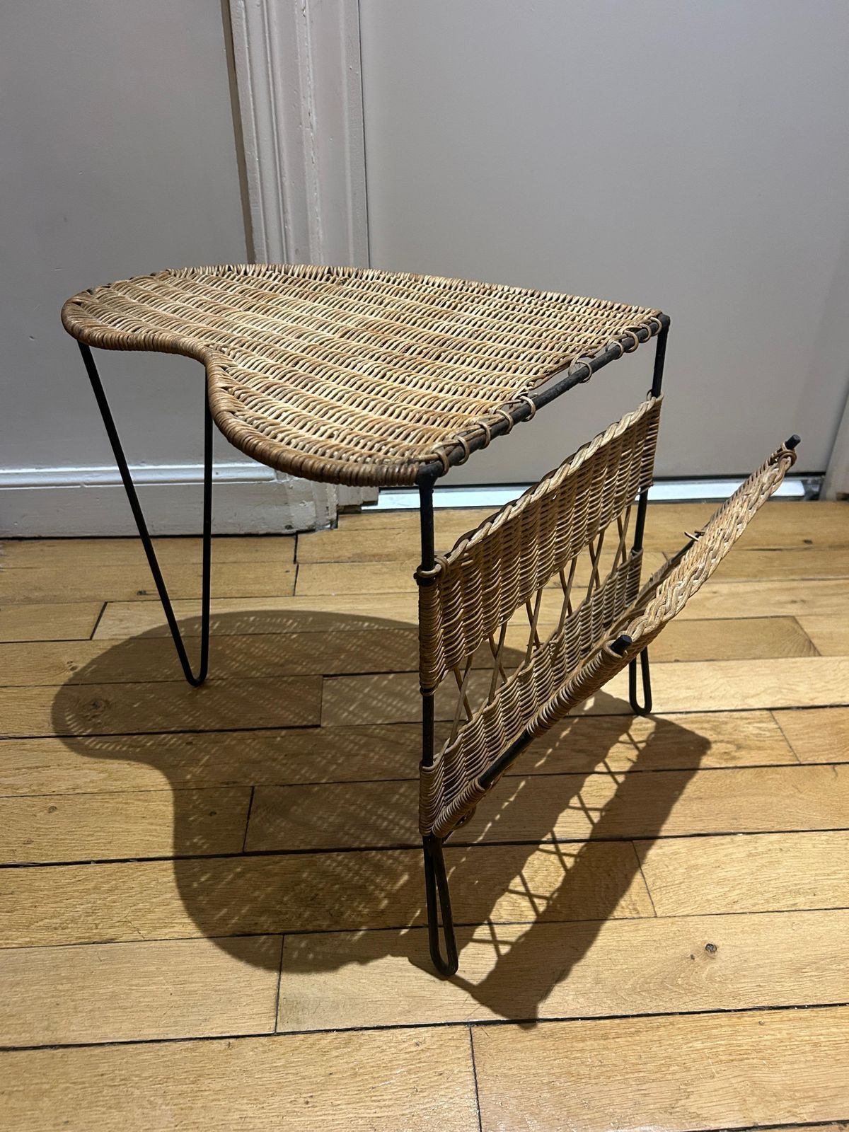 Free Form Table In Woven Wicker And Metal By Raoul Guys 1950s photo furniture