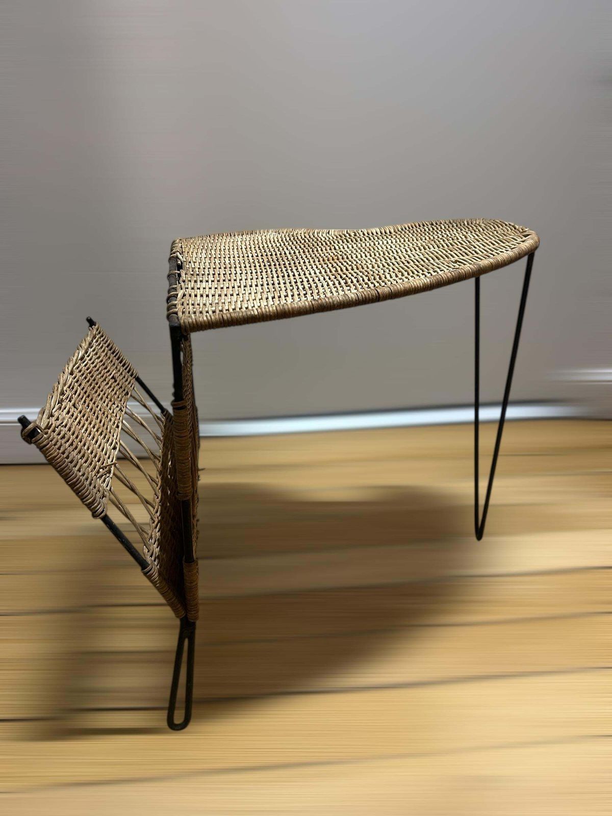 Free Form Table In Woven Wicker And Metal By Raoul Guys 1950s photo 1207.0