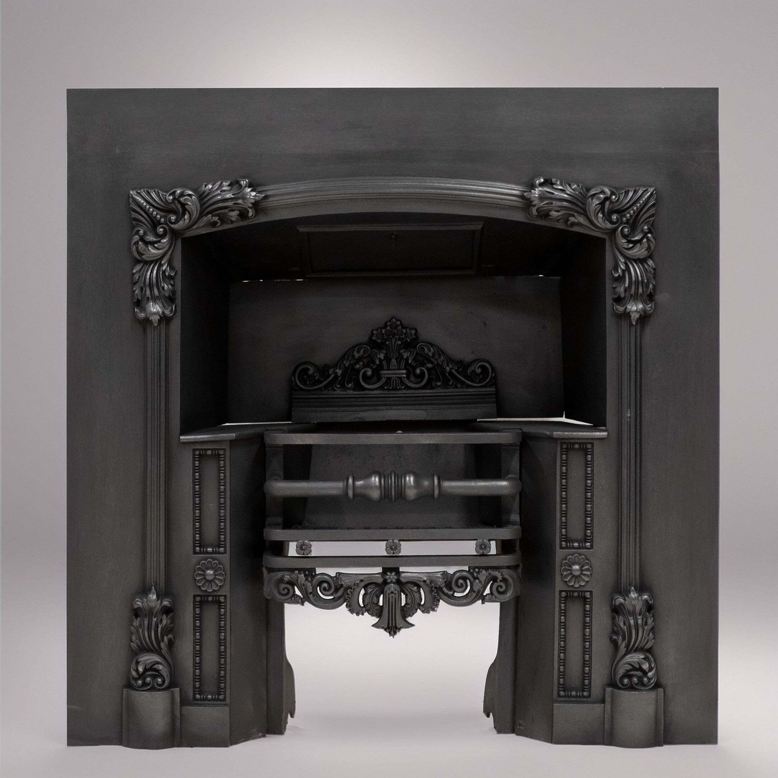 Antique Ornate Georgian Cast Iron Fireplace Insert | Register Grate