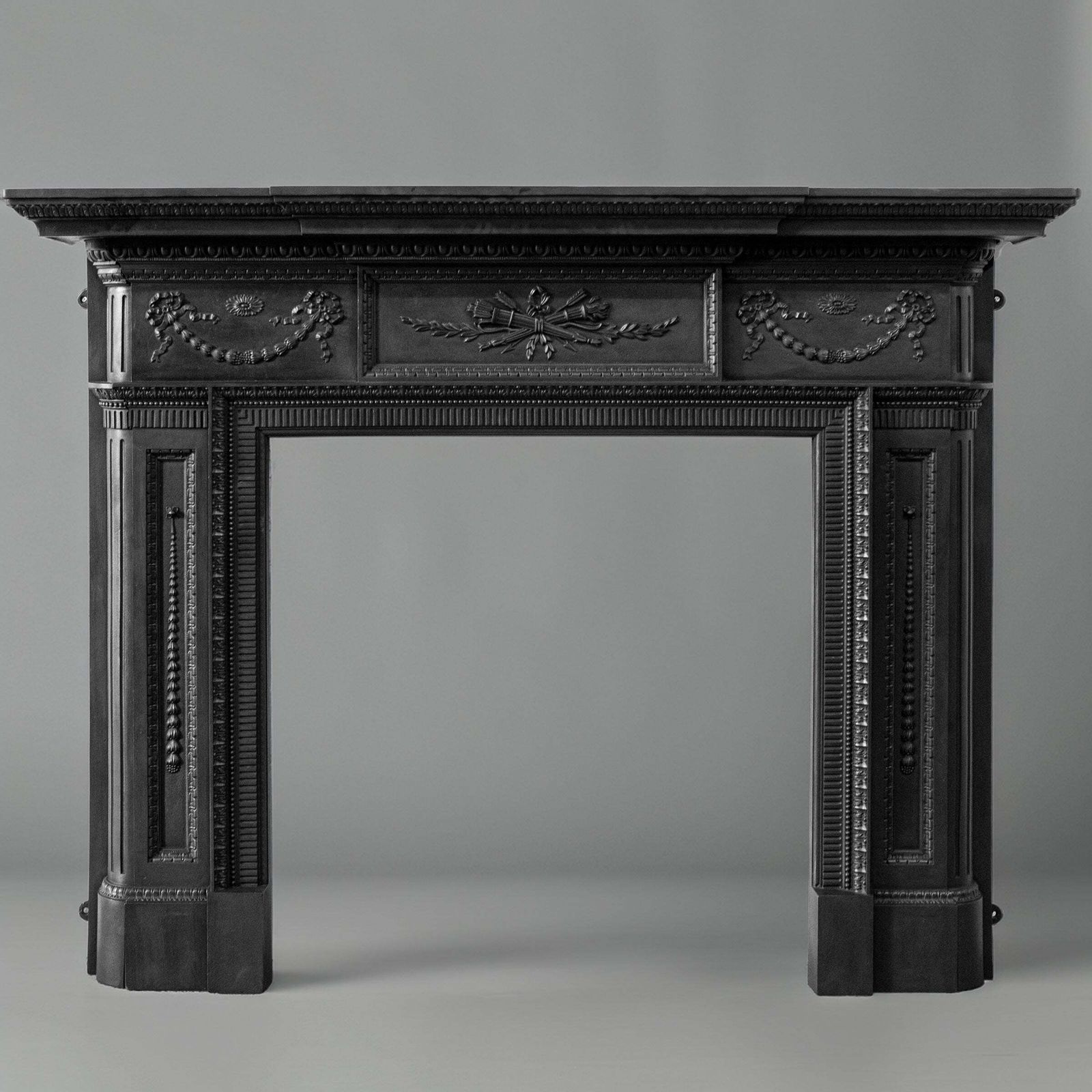 Large Antique Cast Iron Fireplace Surround