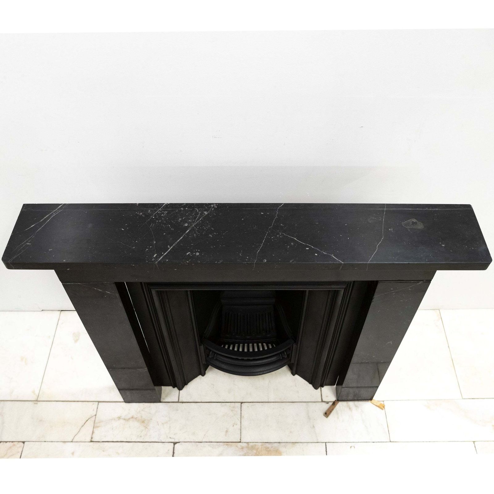 Antique Georgian Belgian Black Marble Fire Surround & Insert photo vintage