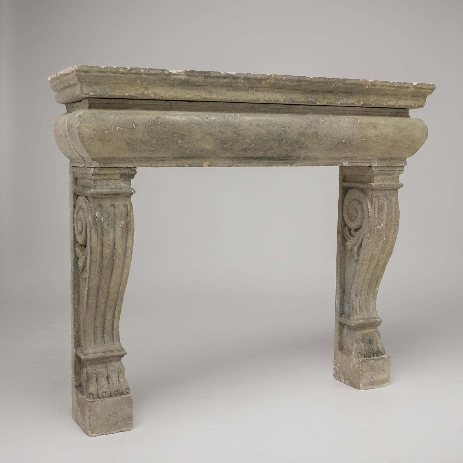 Ornate Carved Antique Stone Fireplace Surroud